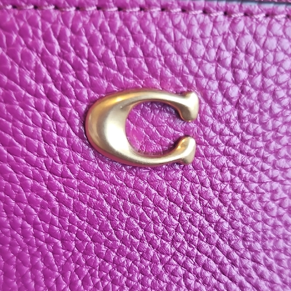 Coach Purple Pebbled Leather Wristlet Clutch NWOT - Picture 5 of 7
